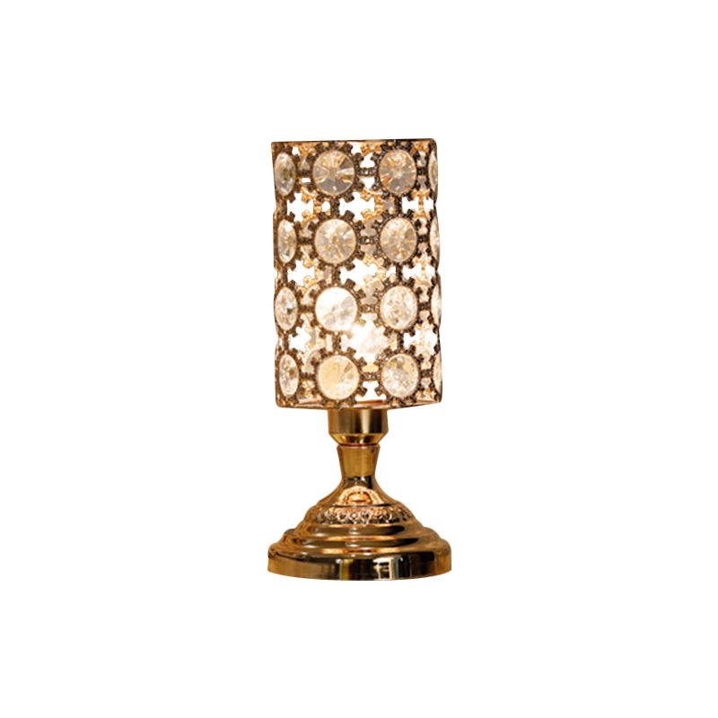 Modernisme 1 Tableau de bulbe Lumière avec une teinte incrustée en cristal Gold Facered / Cylinder Lampe
