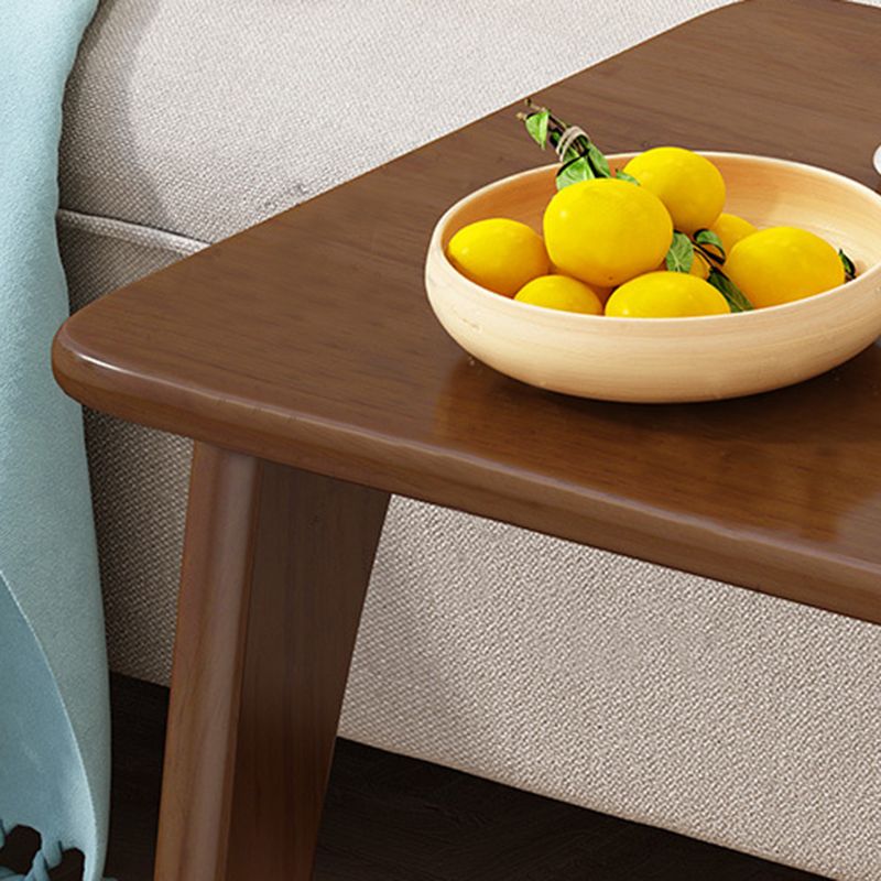 Scandinavian Rectangle Solid Wood Coffee Table 24.8"H Sled Cocktail Table with Shelf