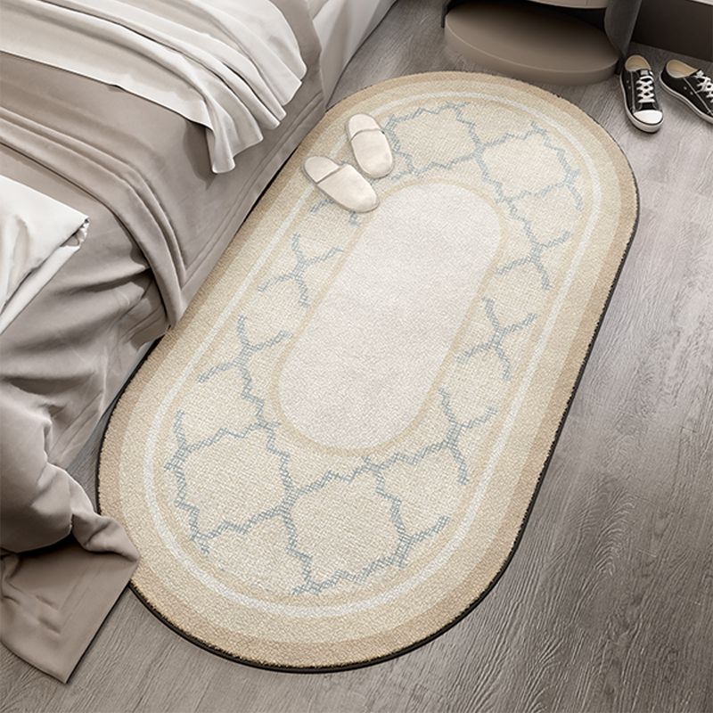 Beige Modern Area Rug Geometric Pattern Polyester Carpet Stain Resistant Rug for Bedroom