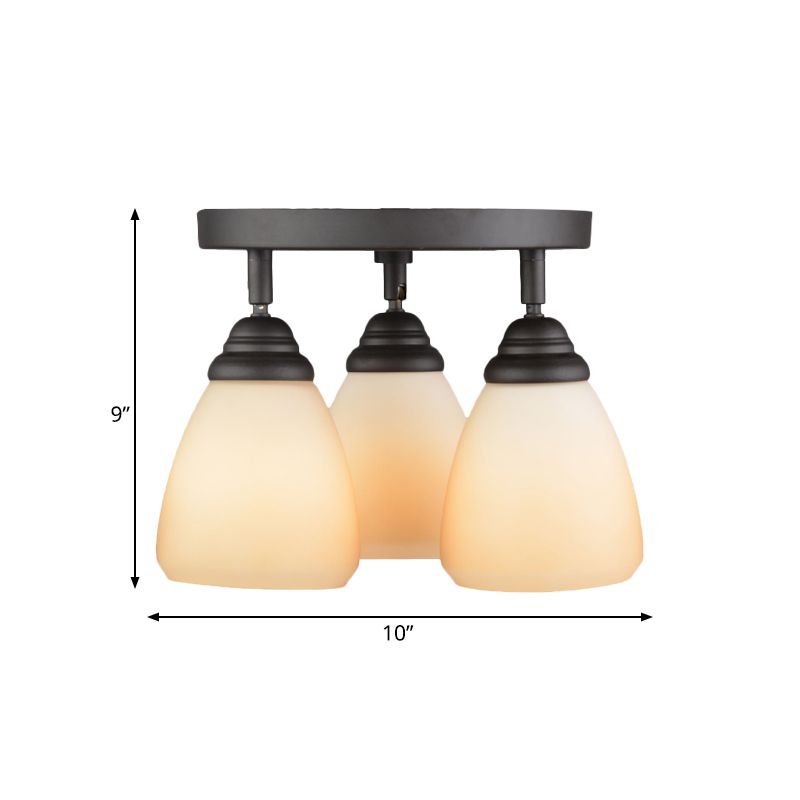 Cône à vitre blanc Coulange de chasse à 3 Light Chadow Semi Flush Flush Mount Lightture