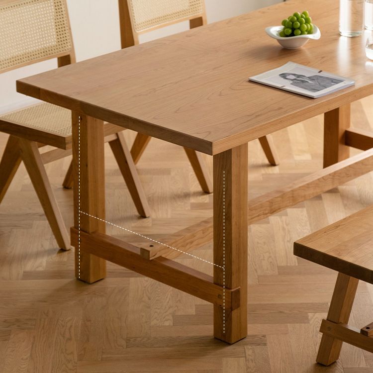 Mesa de comedor de madera de pino mesa rectángulo moderna con base de caballete
