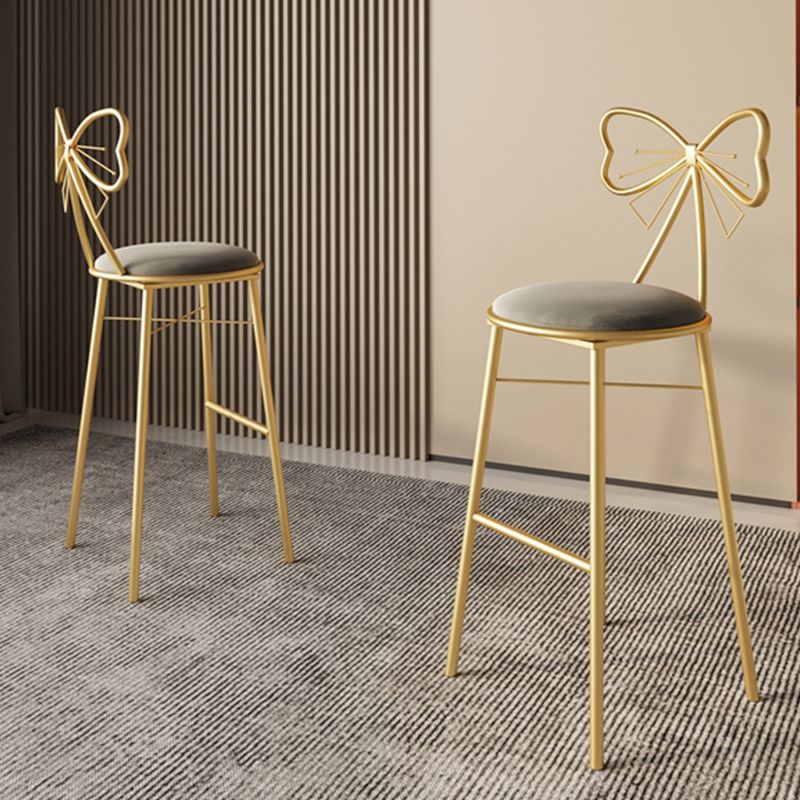 Glam Armless Backrest Counter Stool Iron Cashier Bar Stool with Cushion and Pedal