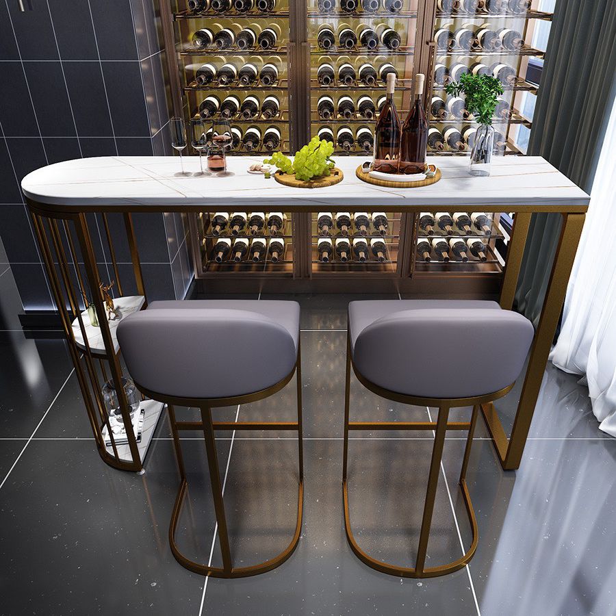 Glam Pub Table Specialty Double Pedestal Bar Table for Indoor