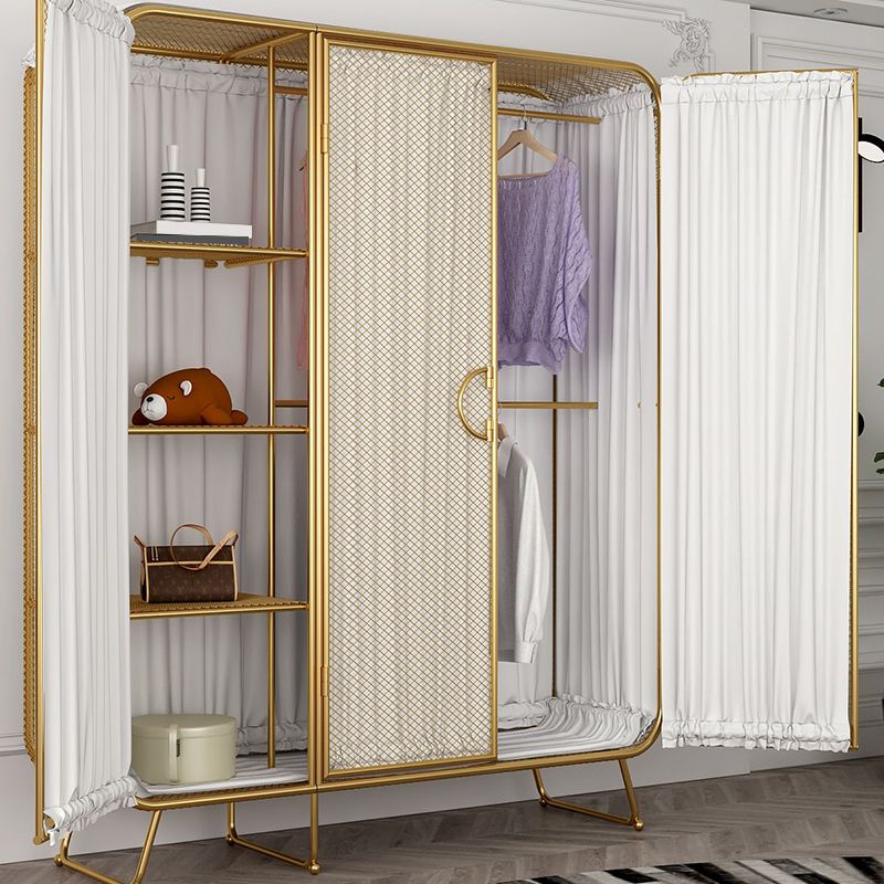 Modern Style Wardrobe Cabinet Metal Clothes Rail Wardrobe Armoire