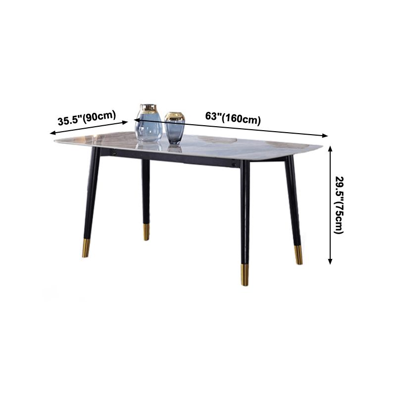 Rectangle Grey Tone Dining Table Sintered Stone Table Luxury with 4 Legs