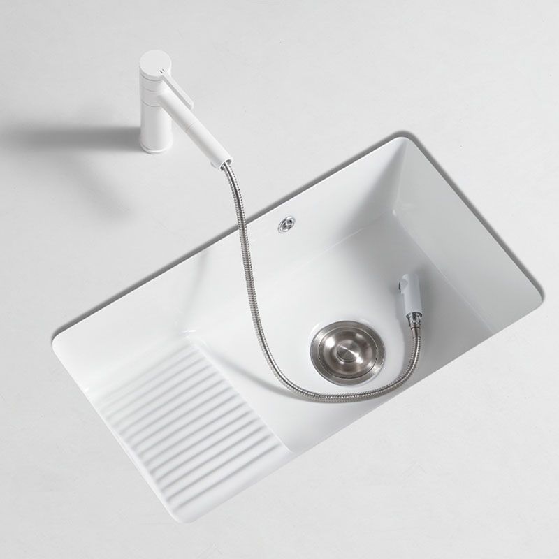 Traditional Undermount Vanity Sink Porcelain Rectangular with Overflow Basin Sink
