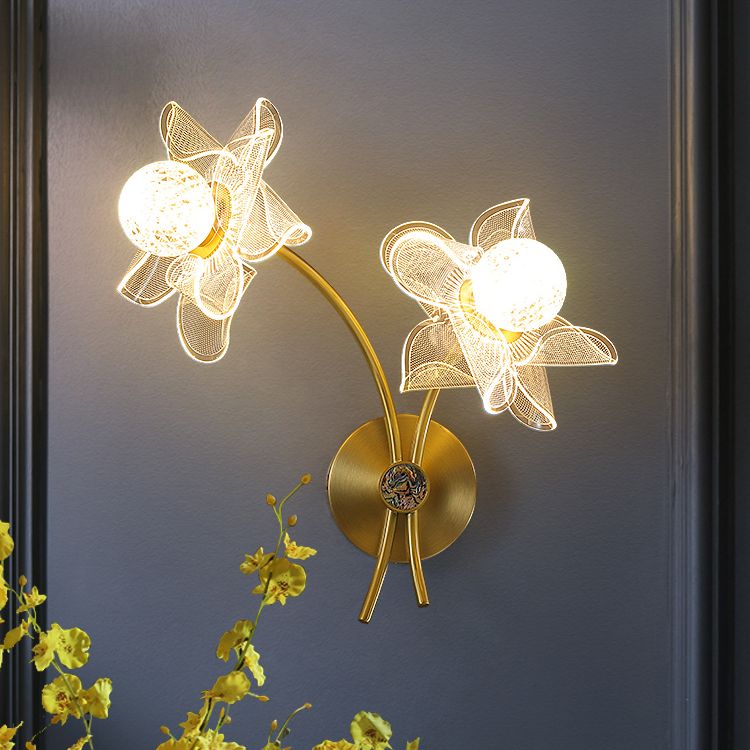 Acrylic Modern Wall Sconce Geometric Bronze Wall Mounted Light for Bedroom