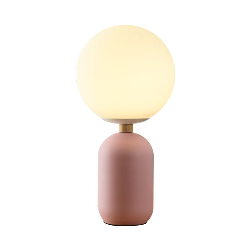 Lampada da tavolo notturno globale in vetro bianco Nordic 1-bulba grigio/bianco/rosa Libra di lettura Light con base di cilindri