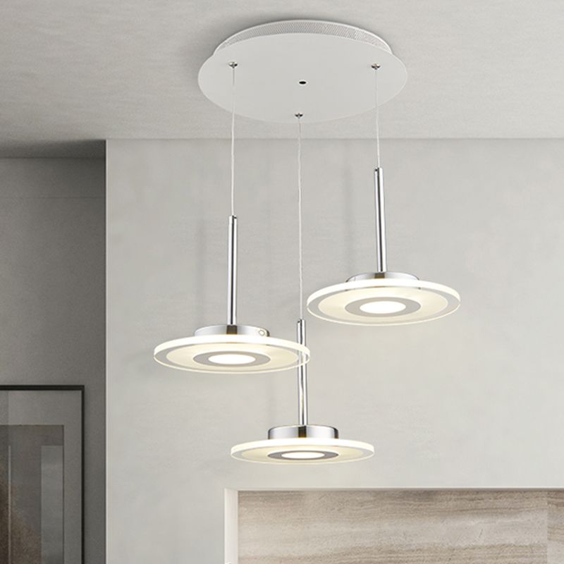 Modern Circular Acrylic Pendant LED Hanging Ceiling Light in Warm/White/Natural Light with Round/Linear Canopy