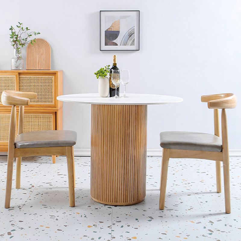 Table de salle à manger en bois massif de pin, table de pub ronde moderne avec pieds au fini naturel