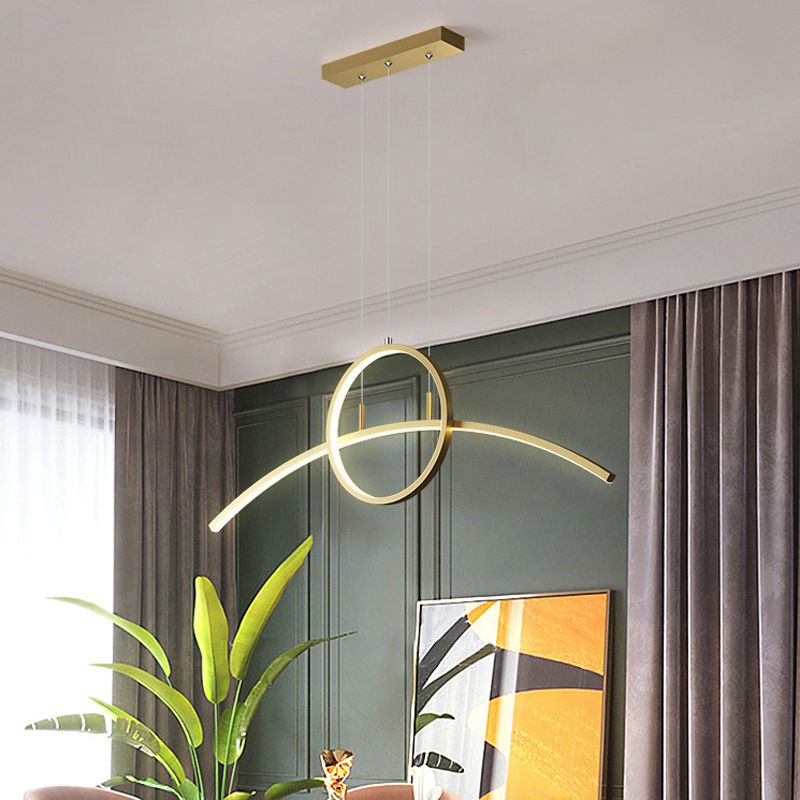 2 Lights Geometric Pendant Lighting Modern Metal Island Lighting