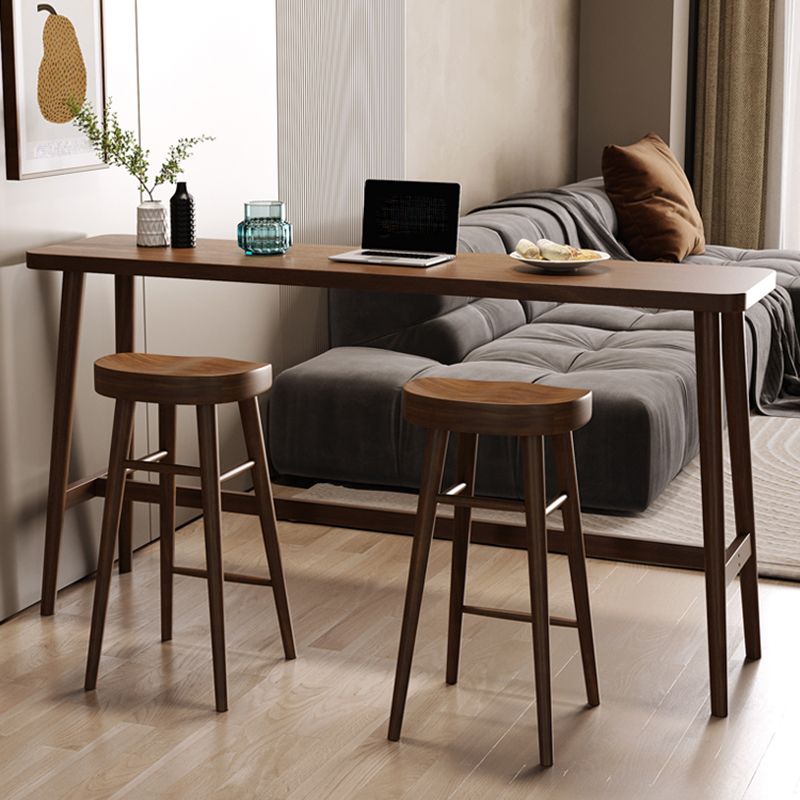 Contemporary Style Rectangle Solid Wood Bar Stool Table for Living Room