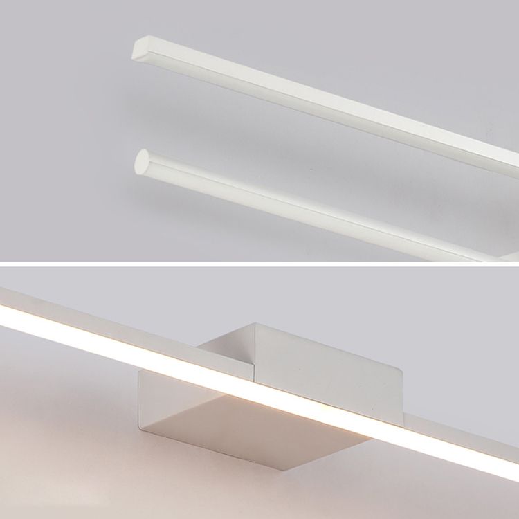 1 Light Metal Linear Mirror Wall Lighting Modern Style Wall Mounted Light Fixture in White