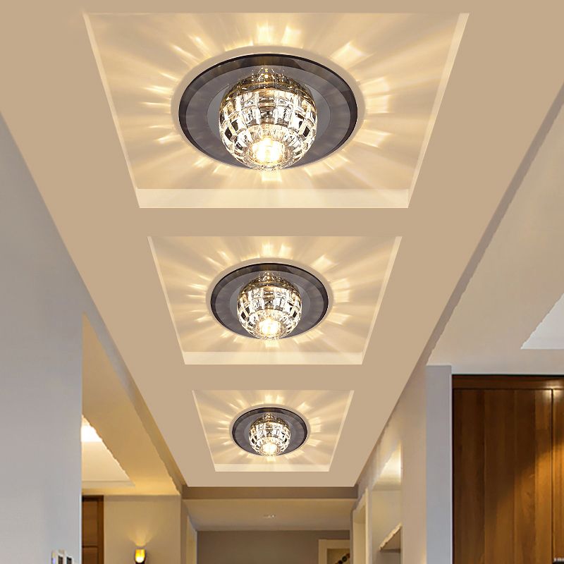 Crystal Round Flush Mount Lighting Minimalist LED Flush Mount Fixture for Corridor