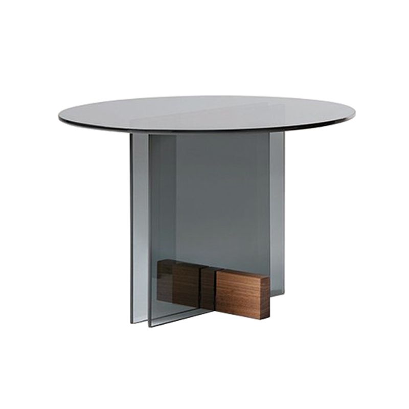 Modern 21.6-inch Round Glass Top Side Table Pedestal End Table