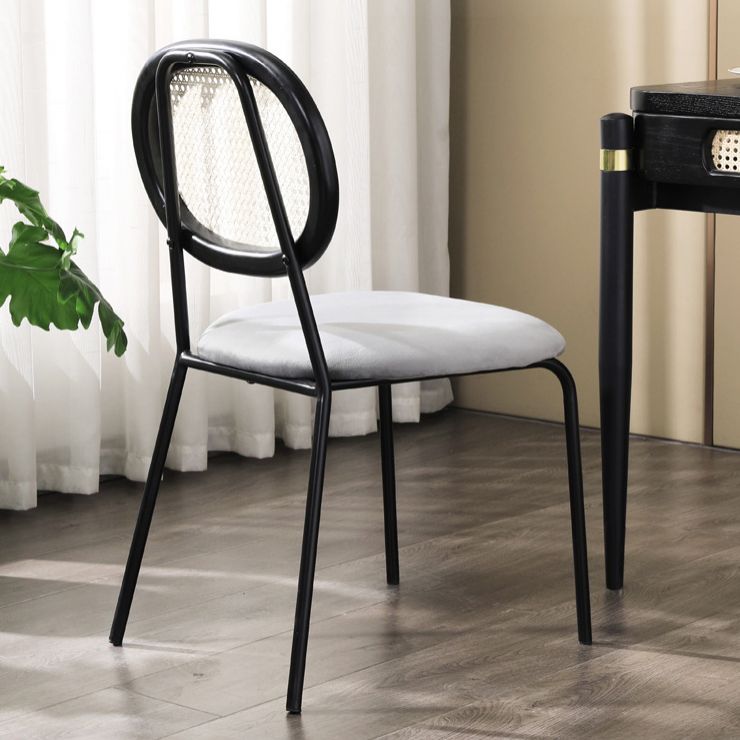 Contemporary Style Metal Chair Set Open Back Dining Room Kitchen Chairs