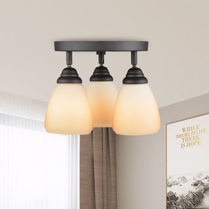 Cône à vitre blanc Coulange de chasse à 3 Light Chadow Semi Flush Flush Mount Lightture
