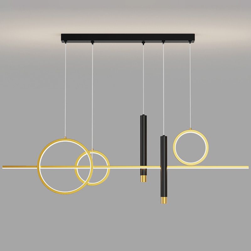 43.3" Length Minimalism LED Island Light Spotlight Design Nordic Style Aluminum Geometric Lines Hanging Light for Dining Room