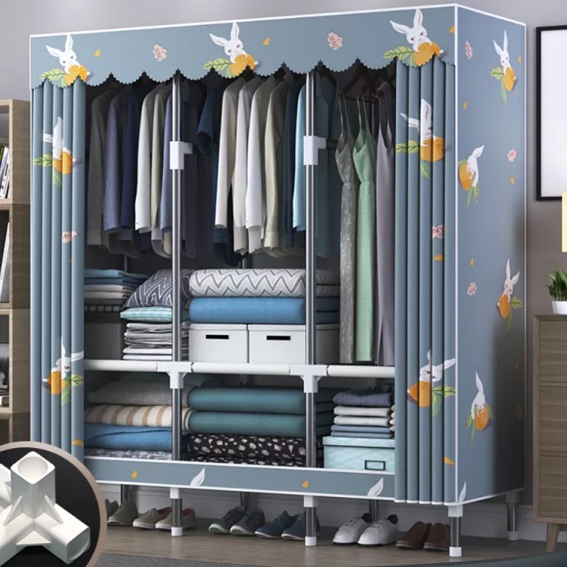 Contemporary Style Wardrobe Metal Bedroom Wardrobe Closet with Shelves