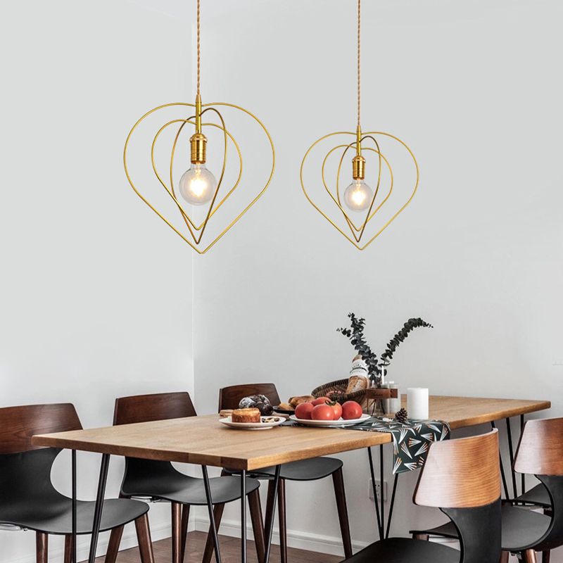 Comedor geométrico Luz de lámpara colgante de estilo loft techo colgante de oro de metal