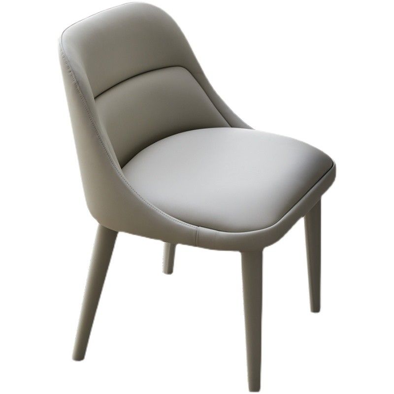 Modern Arm Chair Faux Leather Solid Back Dining Room Chair for Home