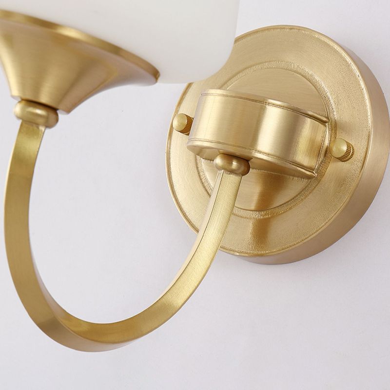 Modern Copper Wall Mount Lamp 1-Light with Glass Shade for Living Room