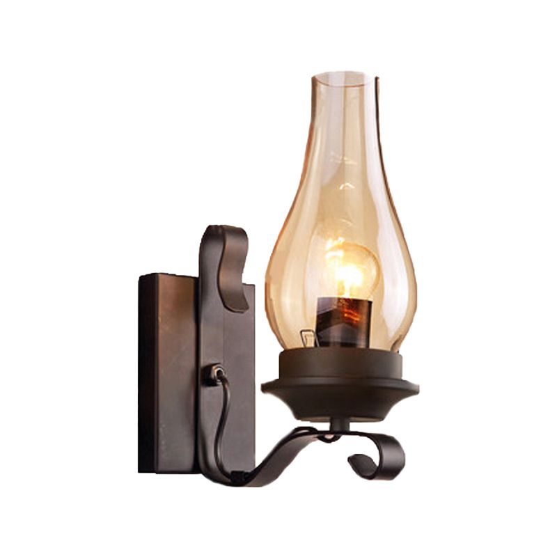 Regular Shape Wall Light Modern Style Glass 1 Light Wall Lamp in Bronze and Copper