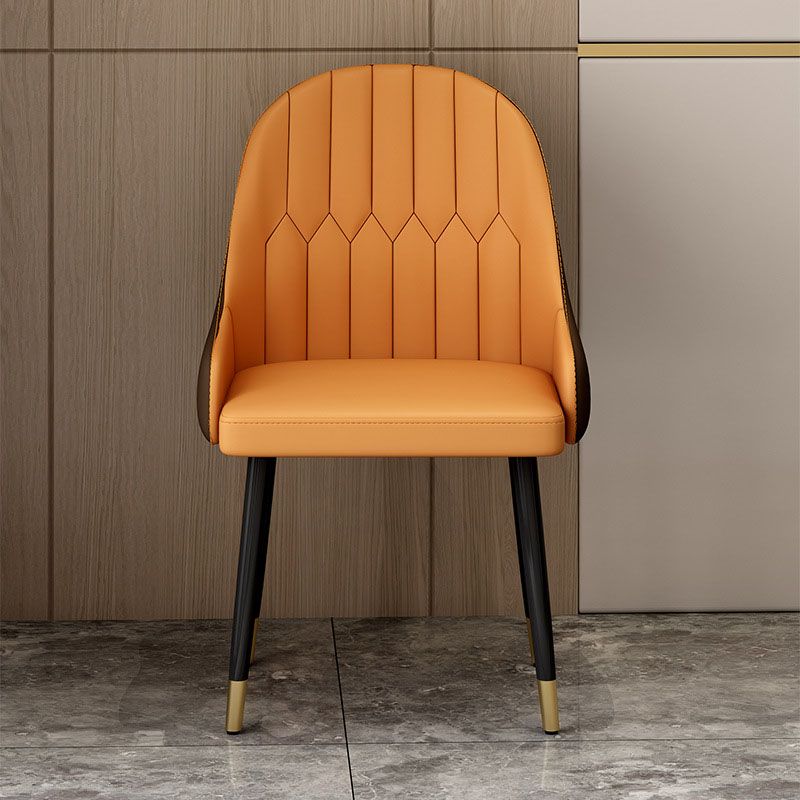 Scandinavian Solid Back Arm Chairs Leather Dining Side Chairs