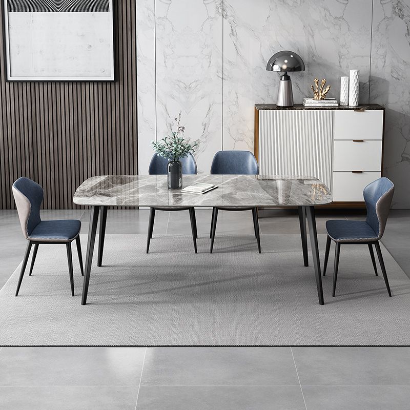 Simplicity Style Home Sintered Stone Dining Table Rectangle Shape Table with 4 Legs Base