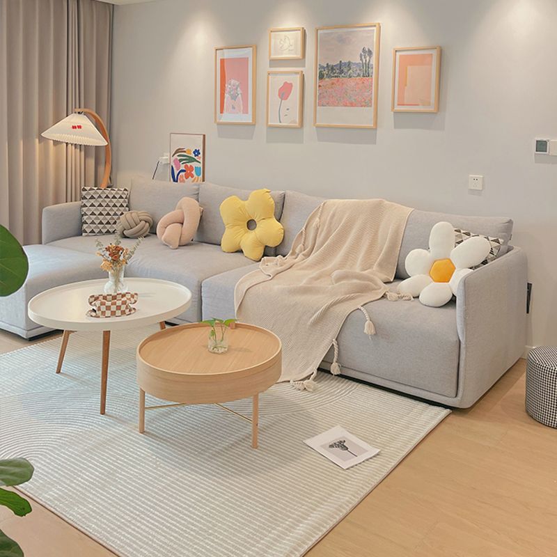 Grey Modern Area Carpet Stripe Print Polyester Area Rug Non-Slip Backing Rug for Living Room