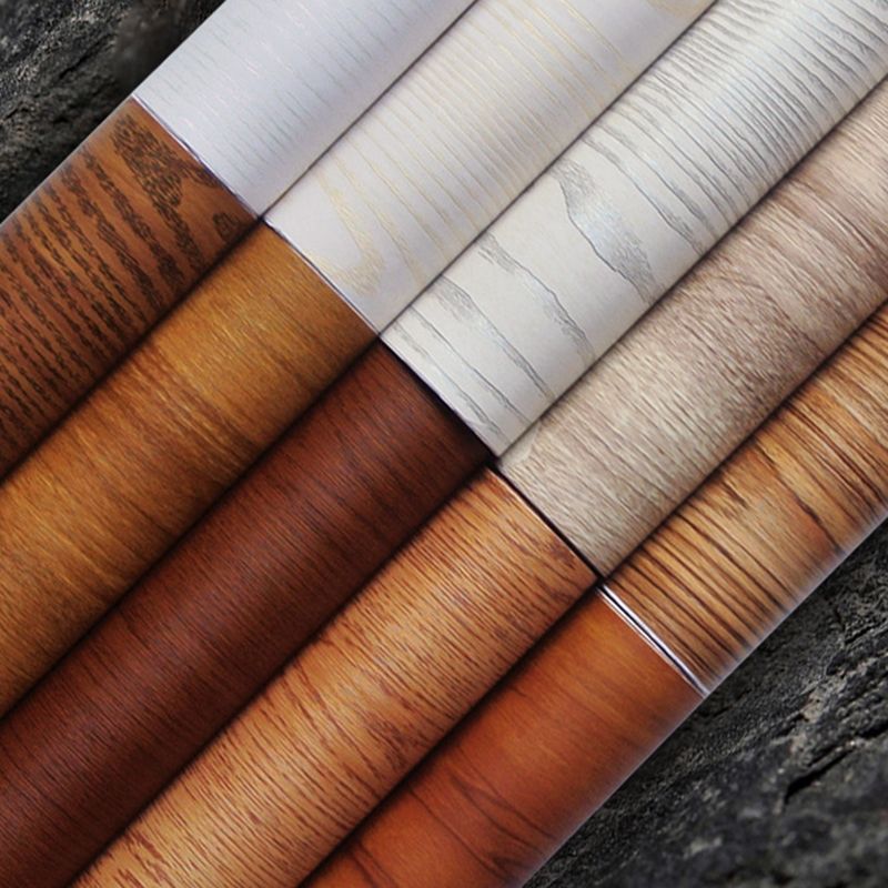 Faux Wood Wallpaper Roll Peel and Paste Industrial Living Room Wall Decor, 6.5 sq-ft