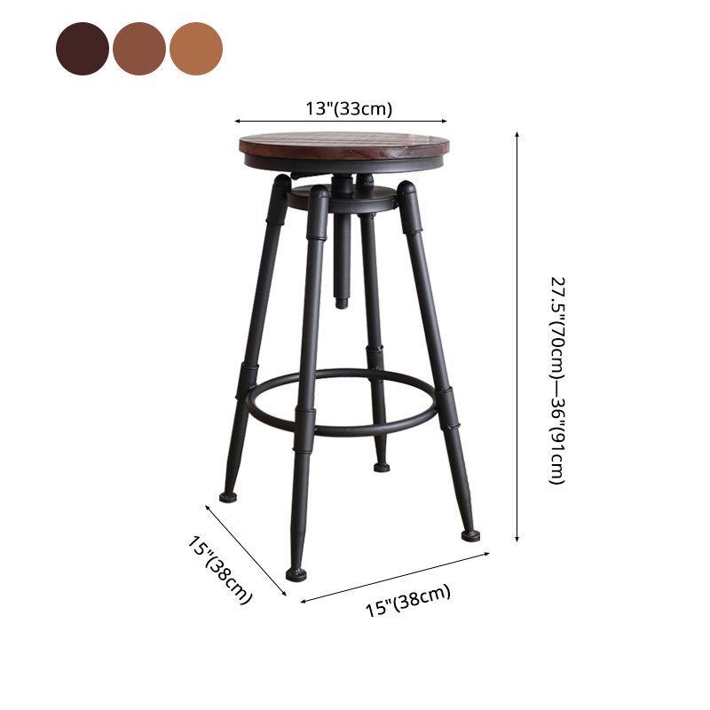 Rotating Barstool Industrial Style 4 Feet Bar Stool for Dining Room Set of 3