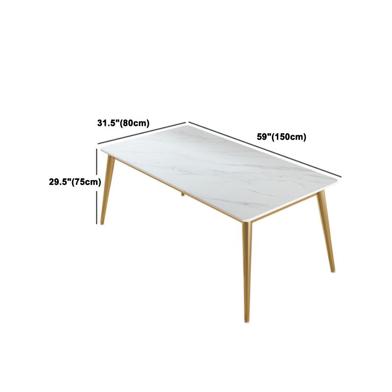 Stone Top Dining Table Set 1/2/5 Pieces Glam Rectangle Dinette Set in White