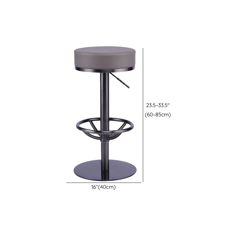 Industrial Leather Bar Stool Adjustable Backless Counter Stool for Bristol