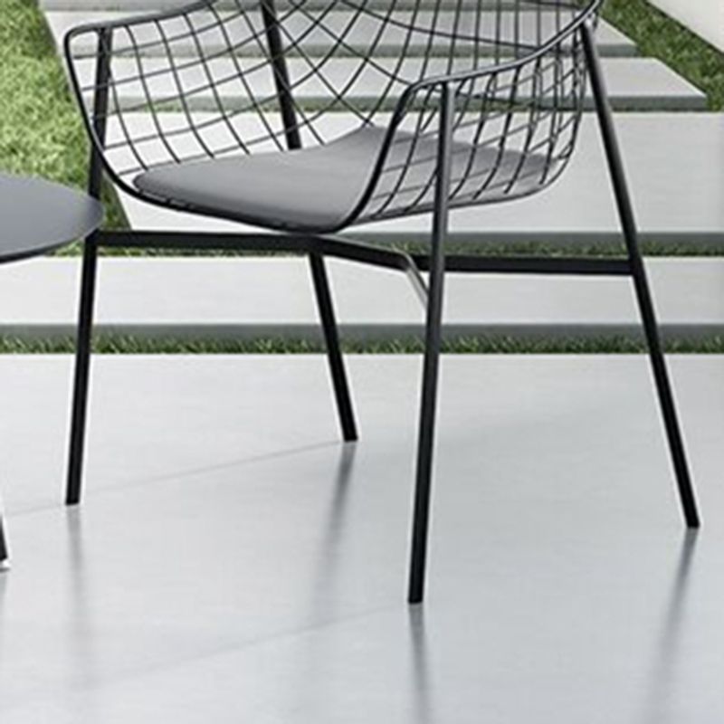 Industrial Home Patio Dining Chair Metal Slat Back in Black Chair