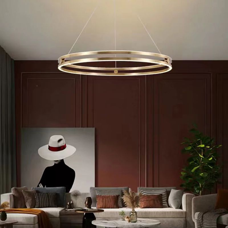 Metal Chandelier Light Fixture Ring Simple LED Ceiling Chandelier Pendant