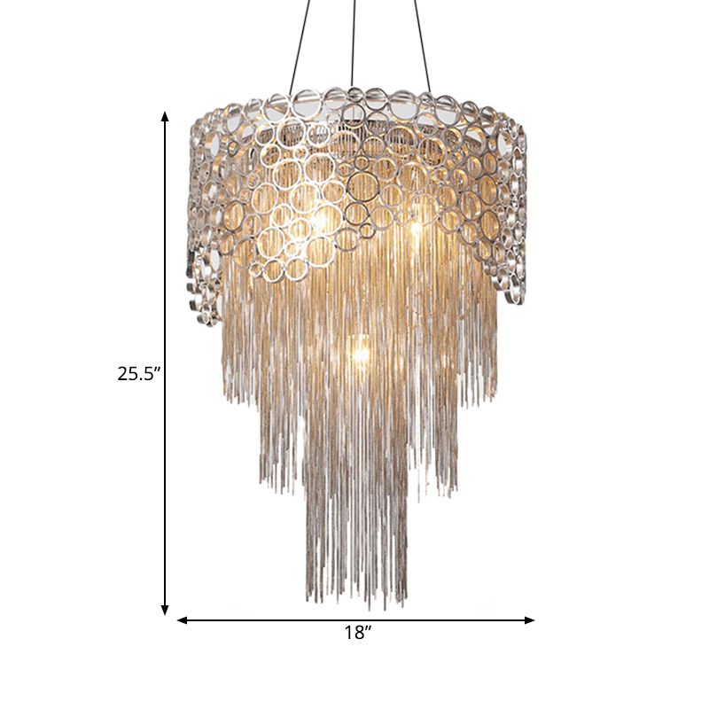 Lymage d'éclairage à lustre à plusieurs niveaux Lodge Metal 6 lumières Pendante de salon