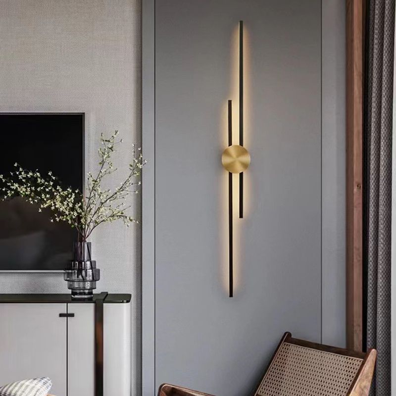 Linear Bathroom Vanity Lighting Brass Bath Sconce in Black & Gold