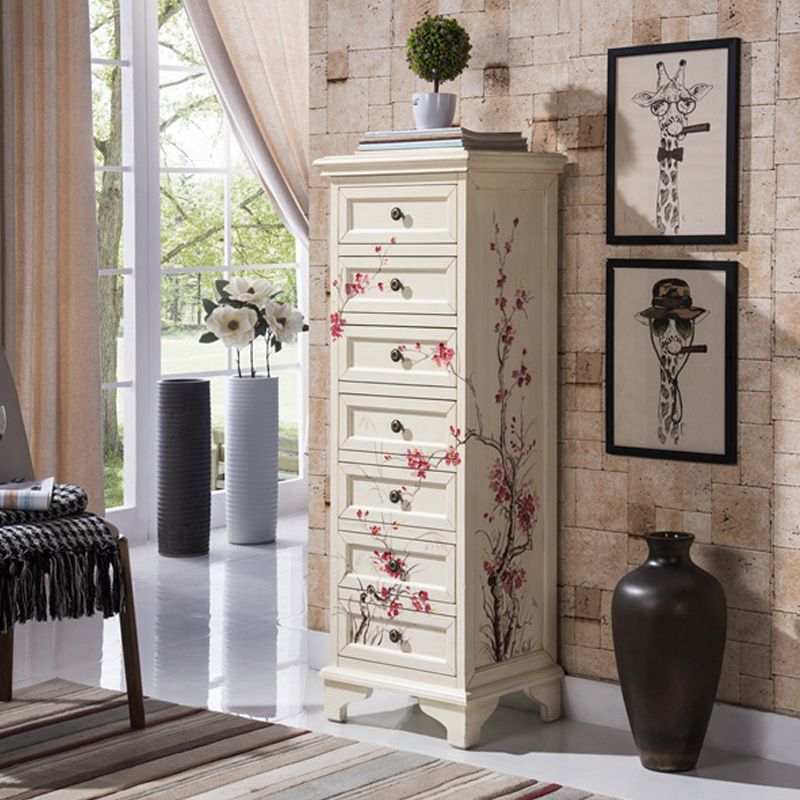 Traditional Vertical Bedroom Chest Solid Pine Storage Chest with Drawers