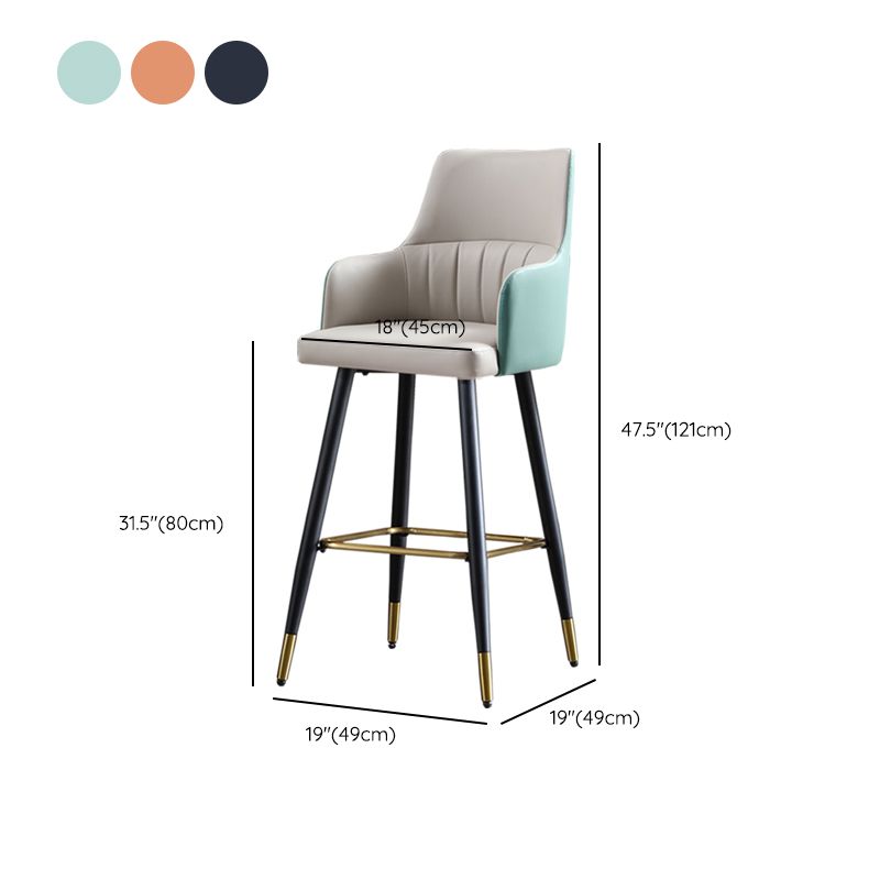 Glam Leather Bar Stool Armed Backrest Counter Stool for Living Room