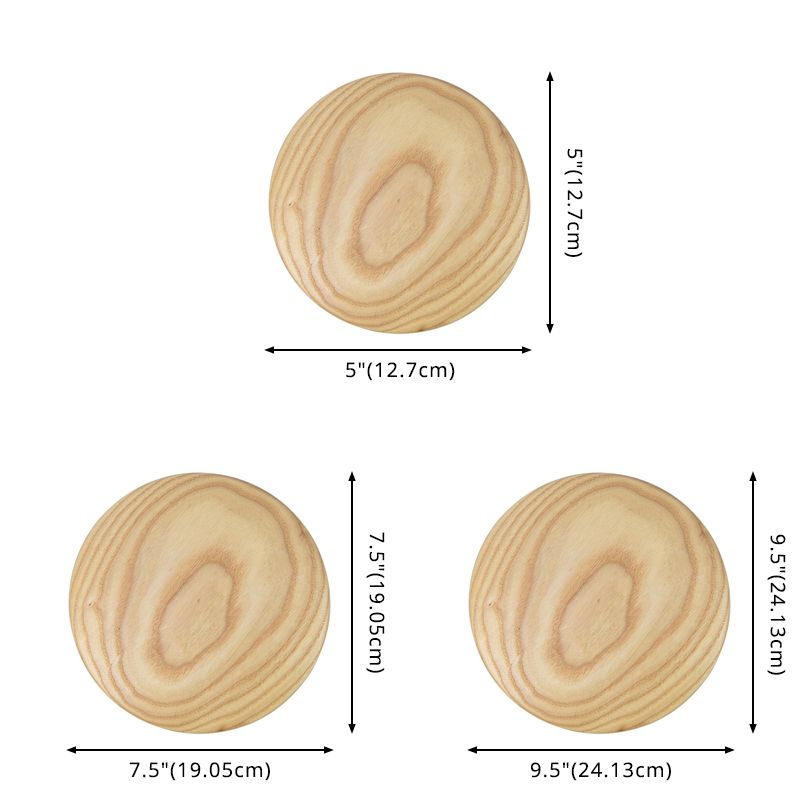 Atmosphere Circle Shape Wall Sconce Light Natural Oak LED Wall Lighting for Bedroom