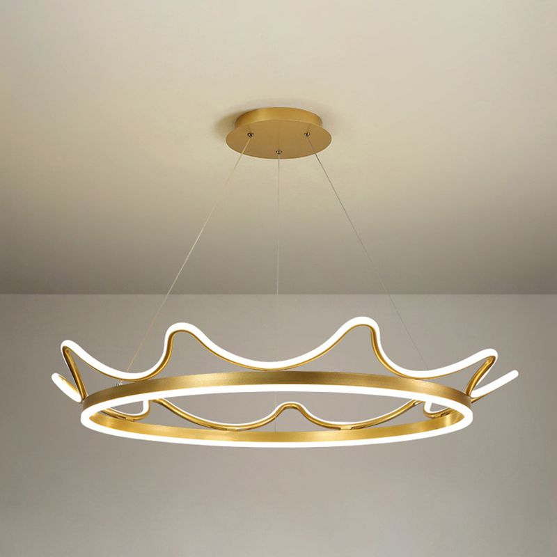 Ultra-modern Crown Pendant Lighting Fixtures Acrylic Hanging Lamp with Hanging Cord for Bedroom
