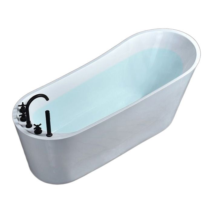 Modern Acrylic Freestanding Bathtub Soaking Single Slipper Tub in White