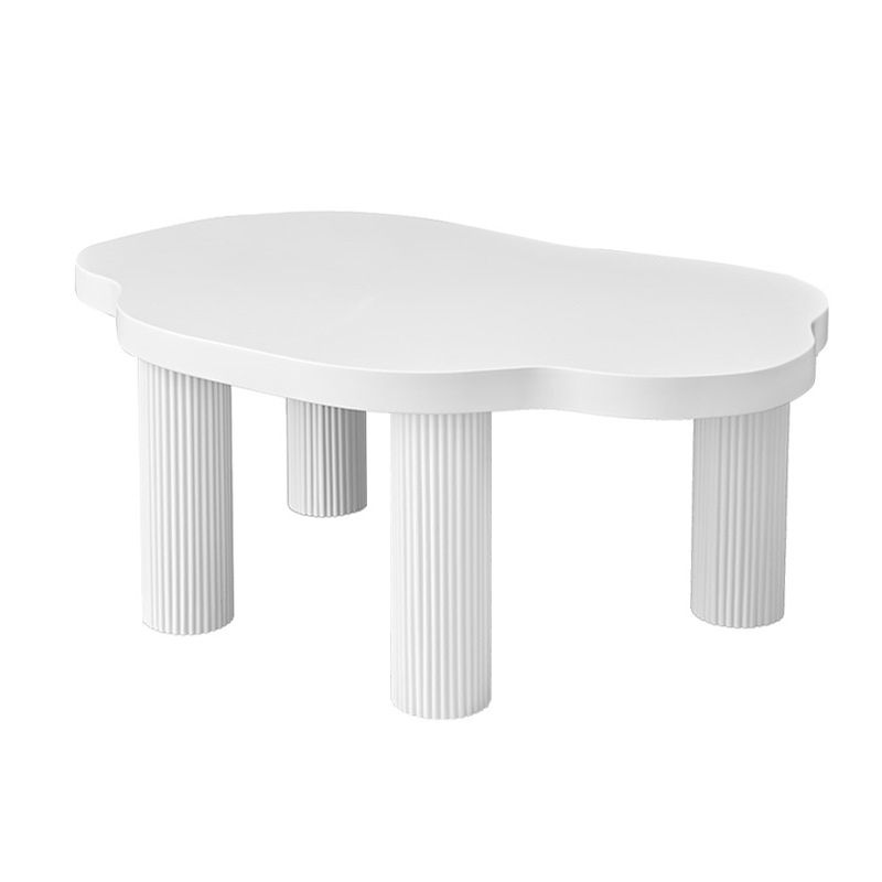 Contemporary White Coffee Cocktail Table Rectangle Wood Coffee Table Set