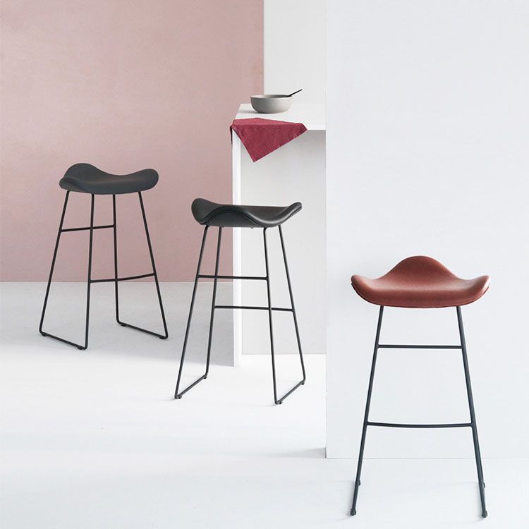 Industrial PU Leather Bar Stool Low Back Stool with Metal Base