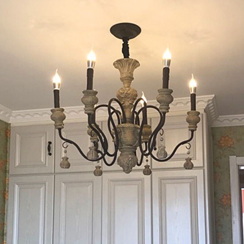 Candle Chandelier Light Fixture Traditional Resin Pendant Lighting for Restaurant