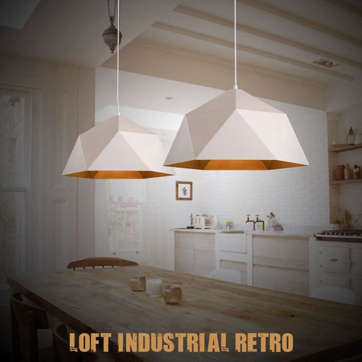 Ombre hexagonale à la baisse du pendentif Simplicité Style Pendre en métal Éclairage de pendentif en métal