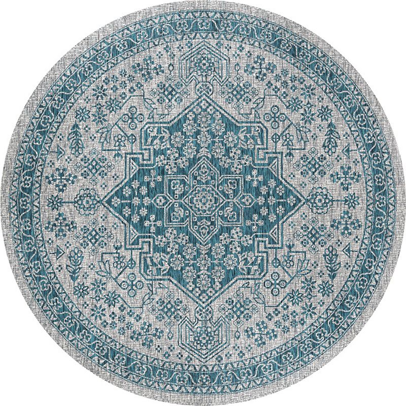 Multi-Colored Bedroom Area Rug Moroccan Mandala Print Rug Synthetics Non-Slip Backing Washable Stain Resistant Rug