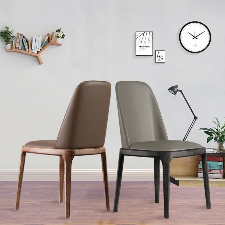Silla auxiliar de comedor de estilo moderno, silla sin brazos con patas de madera para cocina (juego de 2)