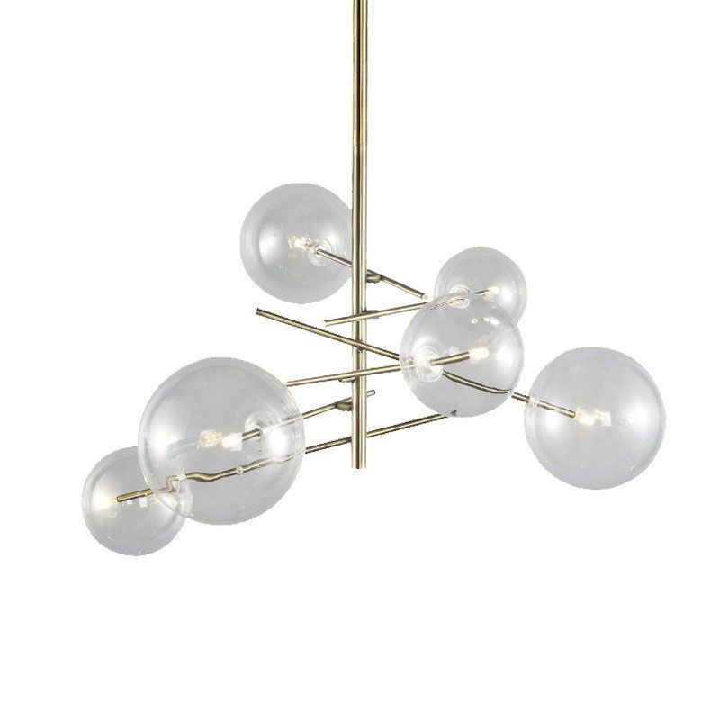 Bolle trasparente lampadario in vetro nordico 6 teste oro finitura appesa per sala da pranzo